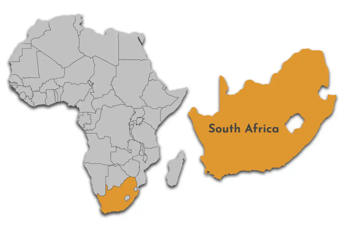 South Africa Map in Africa