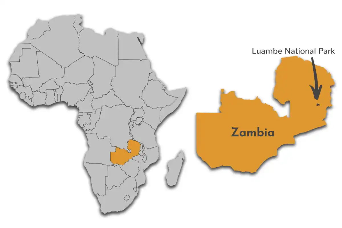 Luambe National Park map